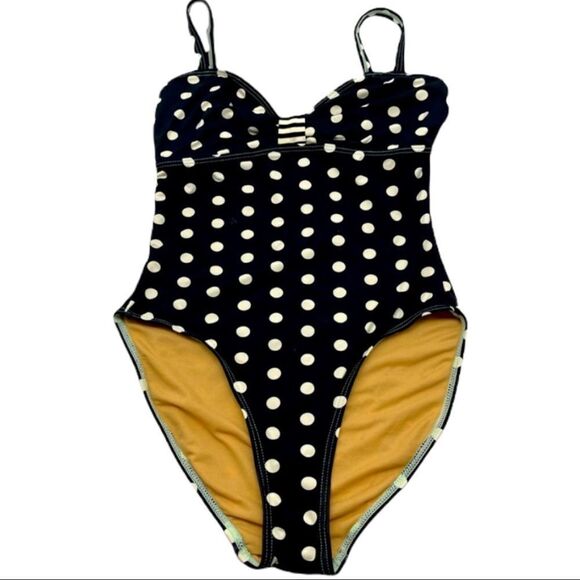 DownEast B&W Polka One Piece Swimsuit Sz S - Picture 1 of 12
